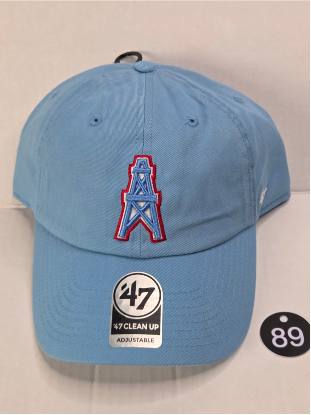 Houston Oilers ’47 Clean Up Adjustable Hat Columbia Blue NFL Throwback NWT #89